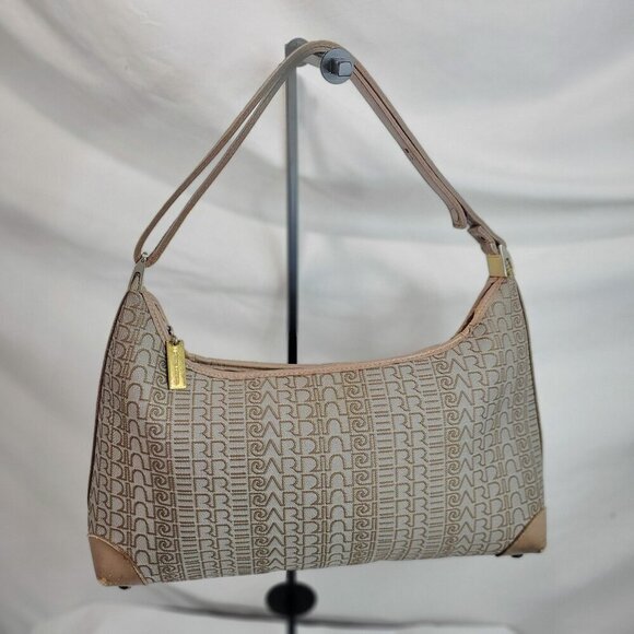 Pierre Cardin Tan Shoulder Bag Double Handle Zip Closer Geometric One Size - Picture 15 of 16